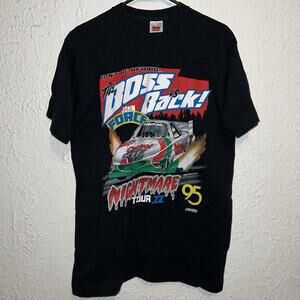 Vintage John Force Boss is Back Nightmare Tour 95 Sport Service NASCAR Shirt L